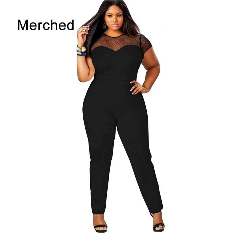 Plus size sheer jumpsuit Clearance