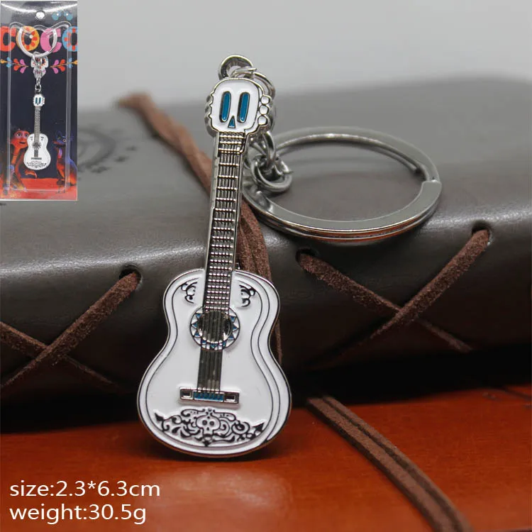 

Coco Anime Key Chain Guitar Charms Metal Keychain Women and Men Jewelry Car Key Chain Mobile Phone Accesories Gift for Boy Girl