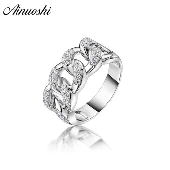 

AINOUSHI Classic 925 Sterling Silver Men Wedding Engagement Twisted Ring Male Silver Anniversary Ring Party Gifts hombre suena