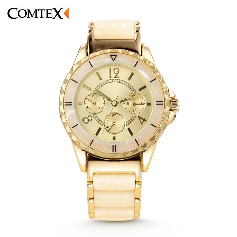 COMTEX Women Watch 2017 Hot Sale New Design Brand Bracelet Style Watches Fashion Luxury Gold Ceramics
