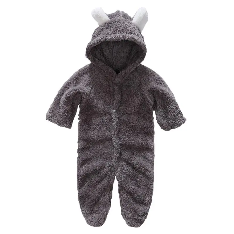 Зимняя одежда для малышей; фланелевая Одежда для маленьких мальчиков; комбинезон с объемными медвежьими ушками; теплый комбинезон для младенцев