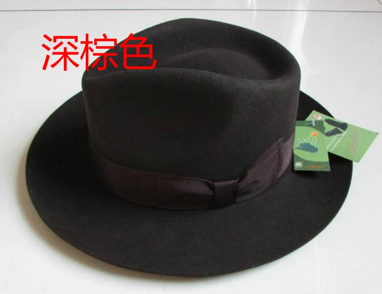 Леди шерстяная шляпа-котелок Шляпа Fedora Войлок Billycock шапки зимняя мода котелок шляпа шерсть шляпы Федора и трибли перо шляпа B-8130