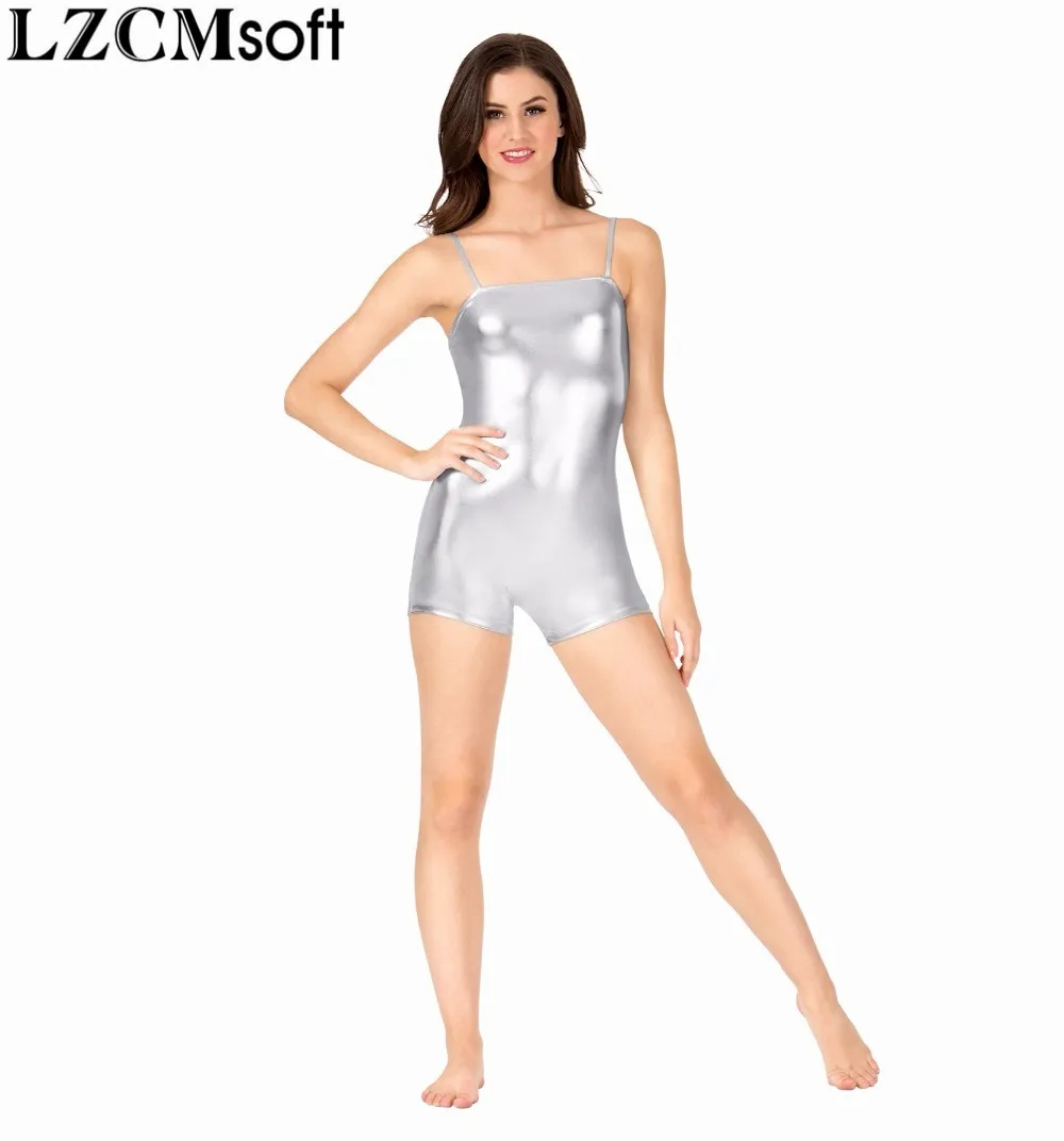 LZCMsoft женский металлический лифчик Biketards shirty Unitard для гимнастики девочек балетные трико танцевальная одежда блестящие танцевальные костюмы