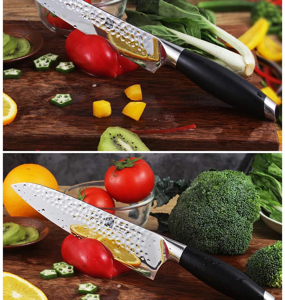 FANGZUO, наборы кухонных ножей, лезвие из нержавеющей стали, острое, удобная ручка, нож шеф-повара, нож для нарезки, нож Santoku, подарки