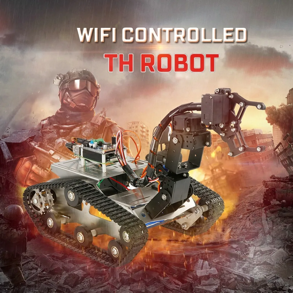

RC Tank TH Robot Wifi Smart DIY Crawler RC Robot Tank 480P Camera RC Auto New Arrival Offer Drop Shipping