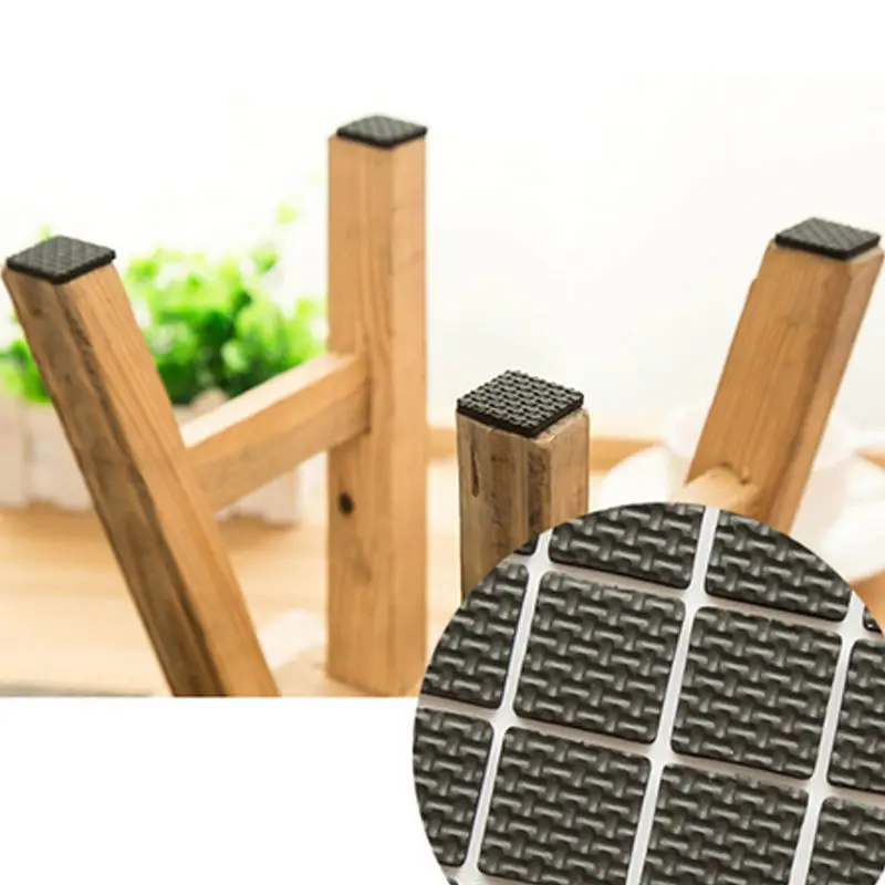 12 pcs Square Multifunction Black Self Adhesive Furniture Leg Table