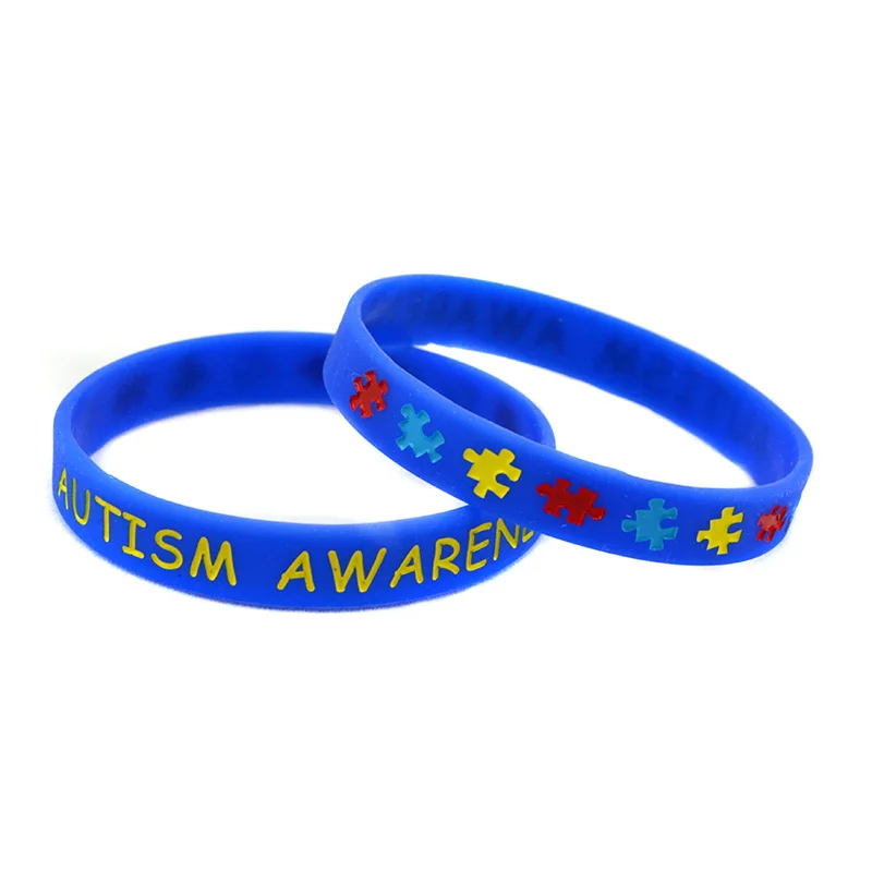 OneBandaHouse 50PCS/Lot Autism Awareness Puzzle Silicone Wristband