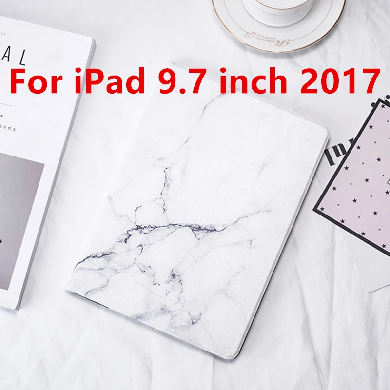 Для iPad 9,7 чехол жесткий мраморный узор планшет смарт-чехол для iPad 9,7 Air 1 2 Mini 1 2 3 4 iPad 2/3/4 Funda Capa+ ручка - Цвет: White 2017