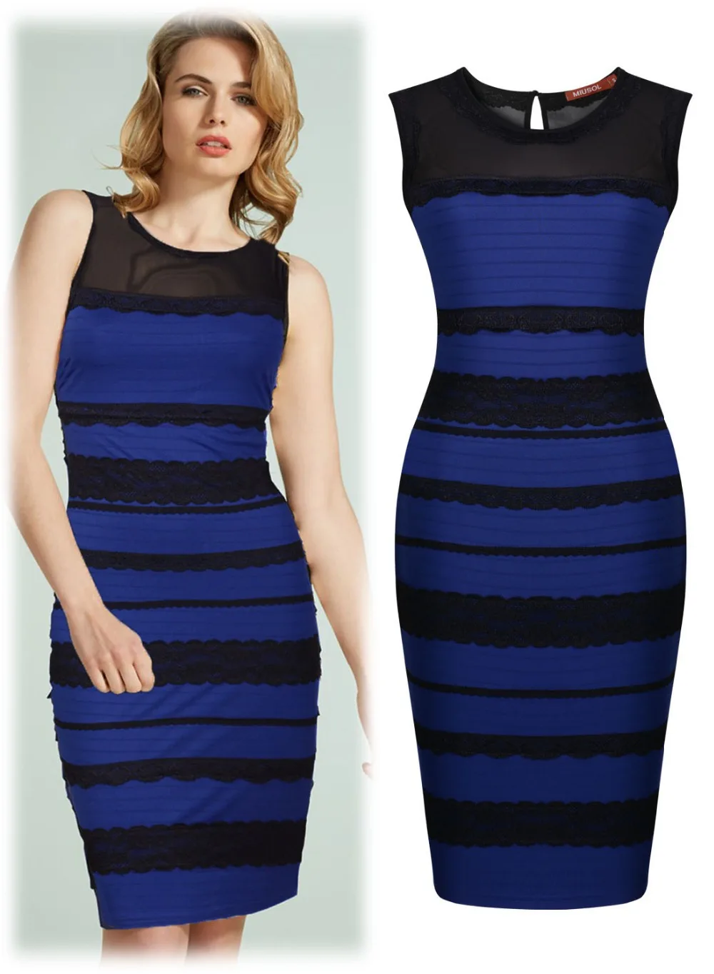 Robe illusion bleu noir sale