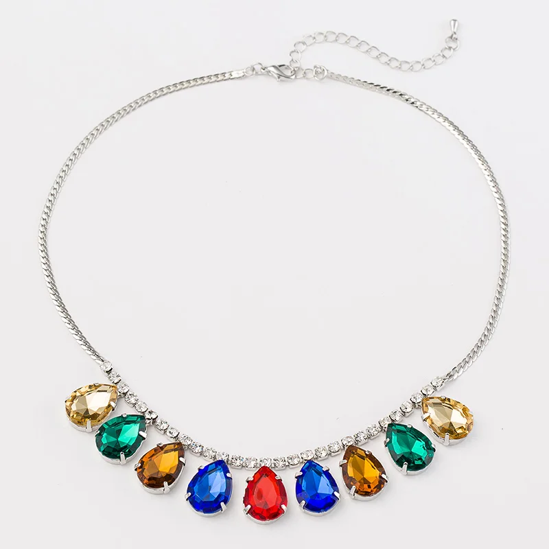 

2015 new short accessories luxury gem women crystal gold/silver chain necklace for women #N033