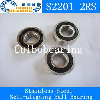 

FREE SHIPPING 10 PCS Stainless steel self-aligning ball bearings S2201 2rs Size 12*32*14