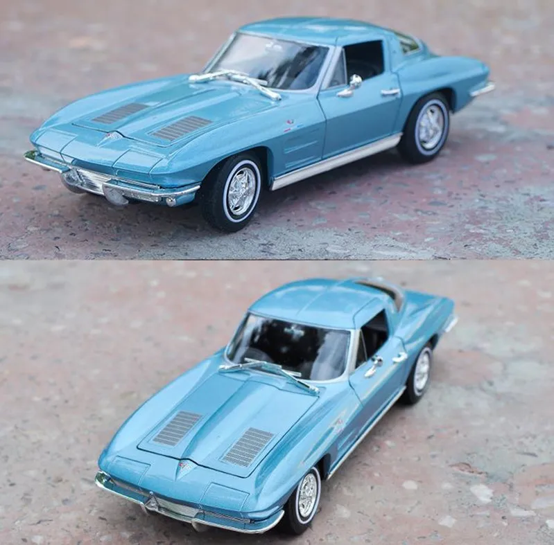 Chevrolet Corvette 1963,1: 24 передовая модель автомобиля из сплава, литая под давлением Металлическая Модель игрушечных автомобилей Коллекционная модель