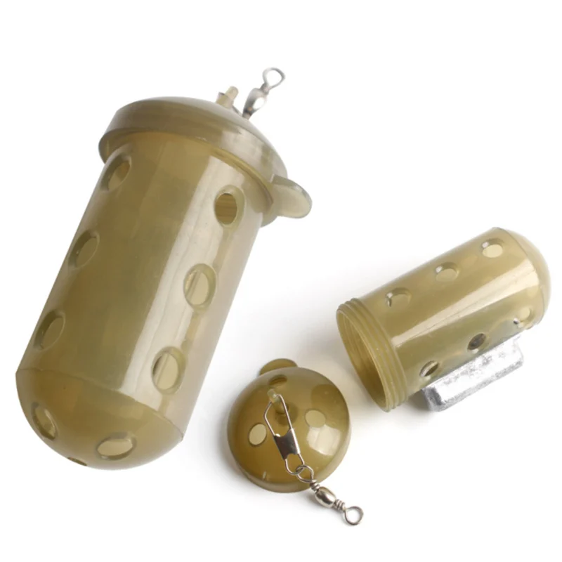 

1pcs Fishing Bait Cage Feeder Block End Fishing Lure Plastic and Lead Cage Fish Bait Holder Fishing Tackle with Lead