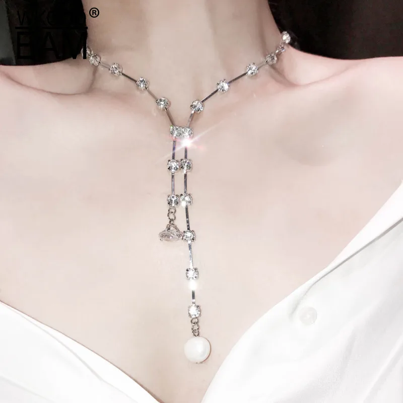 

WKOUD EAM Women Charm Jewelry 2019 New Choker Necklaces Rainstone Temperament Female Fashion Accessories Party Gift 6#JY229