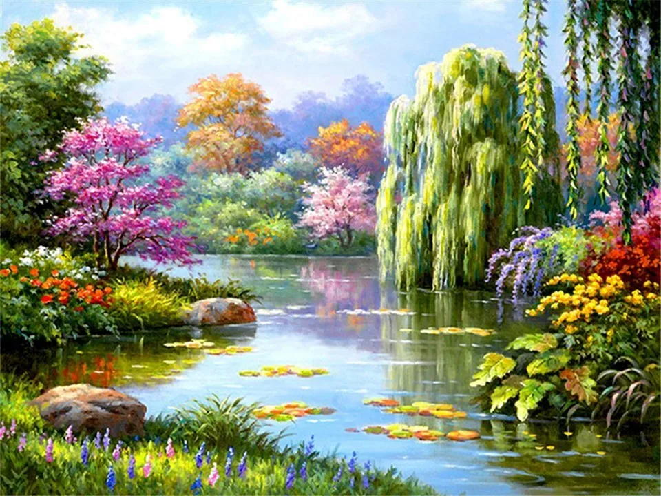 

5D diy Full drilling Diamond Embroidery Scenery Lake diamond painting Cross stitch Full drilling Home Decoration