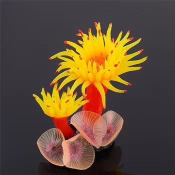 

Aquarium Fish Tank Silicone Coral Anemone Plant Decoration Boutique Concrete Base Simulation Plants Dercorations Ornaments
