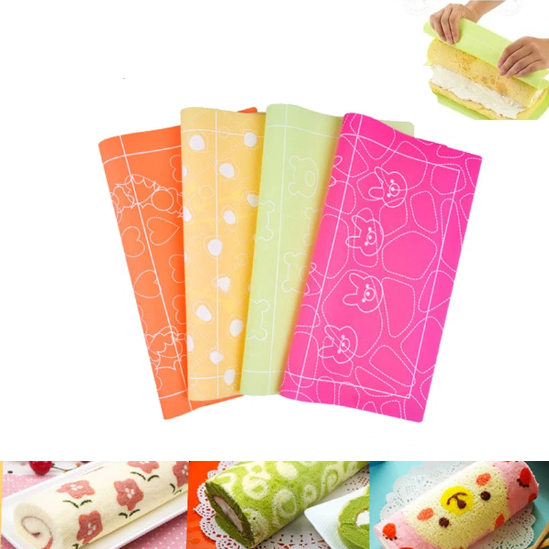 

DINIWELL 4PCS Double Side Silicone Cake Roll Impression Pad Painted Dough Cake Baking Tool Kitchen Accessories