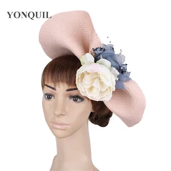 

champagne vintage hair fascinator hats race wedding women flower fedora caps with veils derby headwear headbands 2018 New style