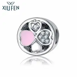 Xiufen элегантный круглый клевер кулон простой сердце Форма Shimmer Rhinestone Подвеска (без цепи)