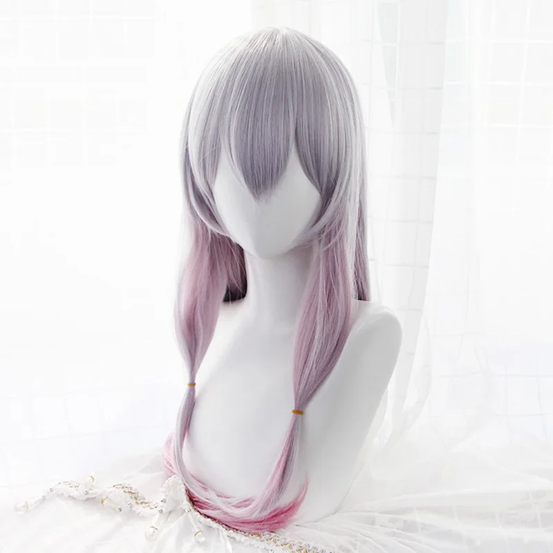

Eromanga Sensei Sagiri Izumi Cosplay Wigs Silver Mixed Pink Heat Resistant Synthetic Hair Perucas Cosplay Wig With Bowknot