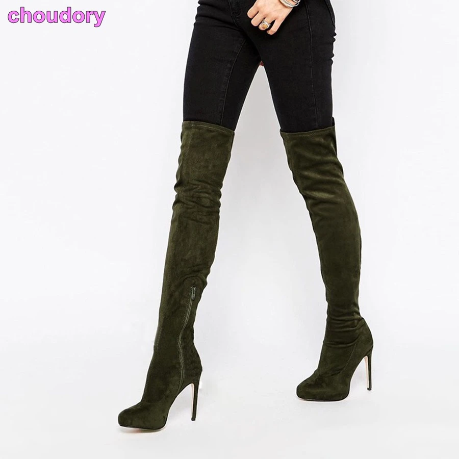 green velvet thigh high boots