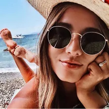 Круглые Солнцезащитные очки для женщин, модные очки в винтажном стиле, металлическая оправа, золотисто-серые солнцезащитные очки для мужчин, UV400, очки в стиле ретро