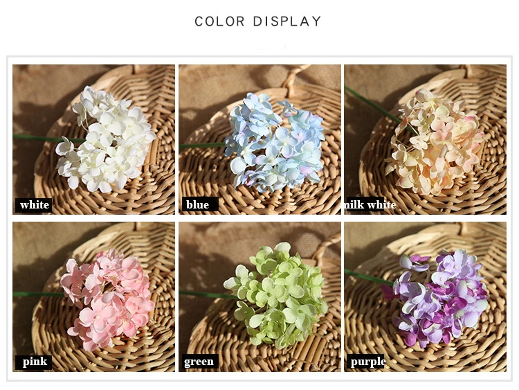pink silk hydrangeas artificial flowers wedding flowers for bride hand silk Hydrangea fake flowers white home decoration (4)