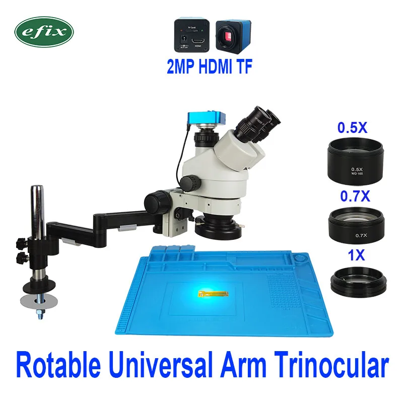 Efix Складная универсальная подставка тринокулярная паяльная стерео HDMI HD камера микроскоп непрерывный зум Simul фокусное расстояние телефон ремонт