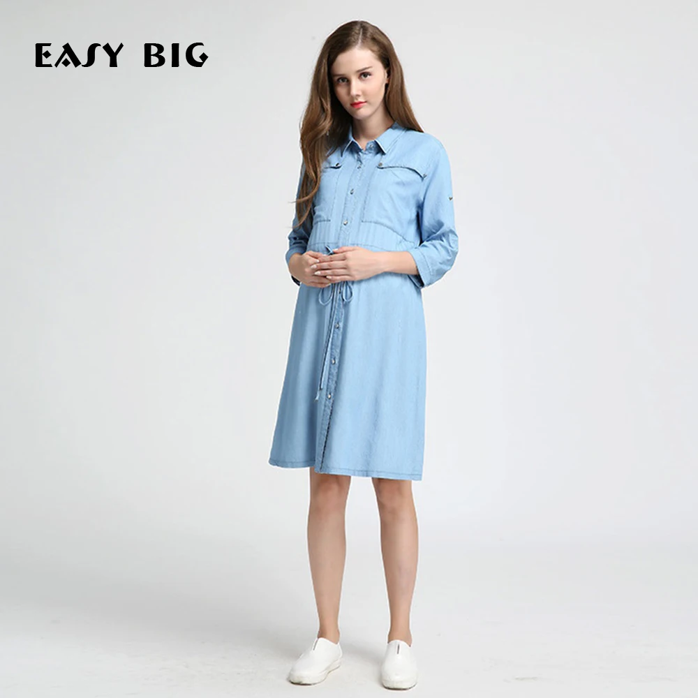 EASY BIG 2017 Spring Autumn Classic Slim Maternity Jean Dresses Loose