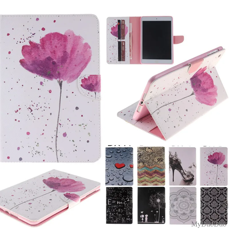 Fashion Two Sides Flower PU Leather Case For Apple iPad Pro 9.7 Case Wallet Flip Stand Tablet Cover Case With Card Money Holder (81)