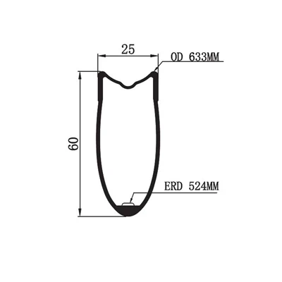 700c 60 мм x 25 мм широкий трубчатый дорожный велосипед карбоновый обод v-тормоз базальтовая поверхность трек обод для колеса шоссейного велосипеда ERD 524 мм