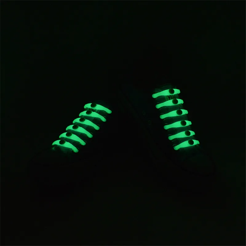 12 unids/набор, светящиеся шнурки, эластичные шнурки для обуви, силиконовые эластичные шнурки, цветные флуоресцентные шнурки, свободные шнурки