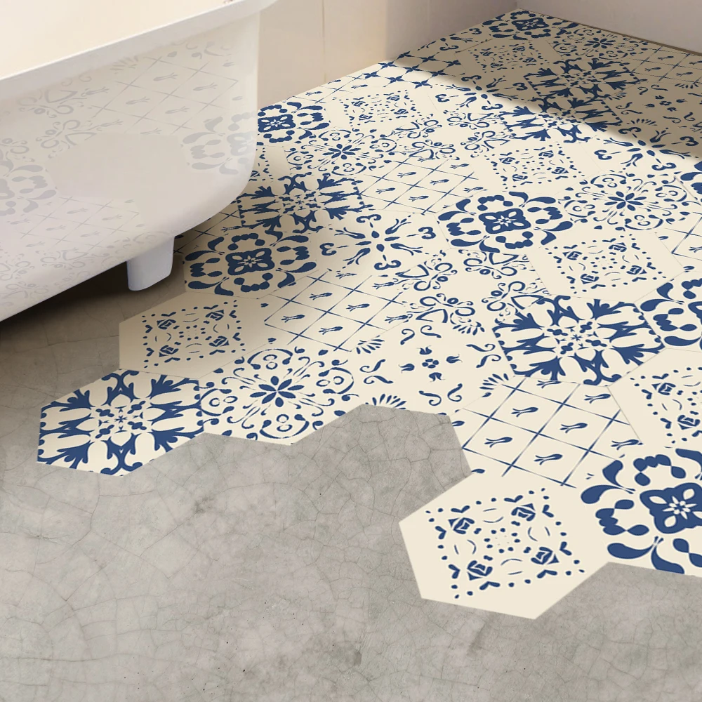 

Funlife Blue DIY Decor Floor Stickers Self-adhensive Anti-Slip Waterproof Anti Oil Decor for Livingroom Bedroom 10 Pcs