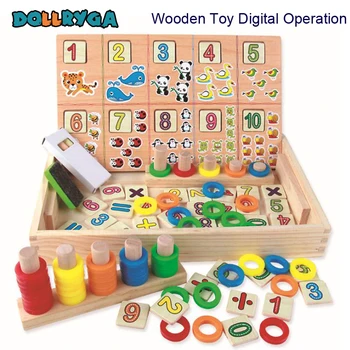 

DOLLRYAG Montessori Wooden Math Kids Toys For Children Wooden Cartoon Animals Preschool Digital operation Early Learning Toys
