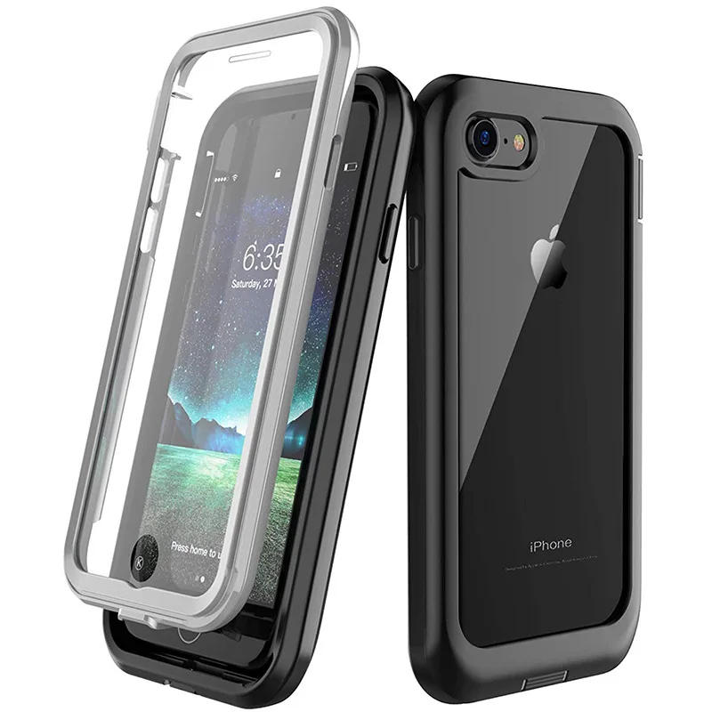 Чехол для iphone 7 8Plus X XS MAX XR 360 водонепроницаемый противоударный Прозрачный бампер