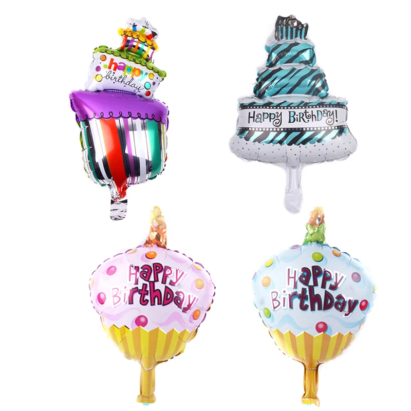 1pc New Birthday Cake Foil Balloons Happy Birthday Party Decorations Baby Showers Ballons Classic Kids Toys