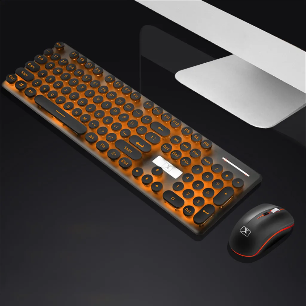 

Wireless Keyboard And Mouse Charging Set Rainbow LED Human Body Optical wireless keyboard mouse Key Cap For Laptop Desktop PC