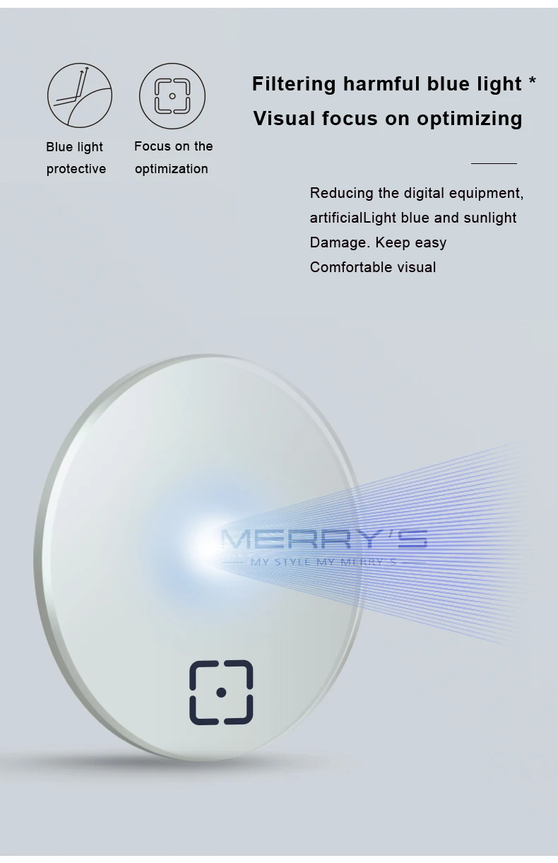 MERRY'S, анти-синий светильник, серия 1,56, 1,61, 1,67, CR-39 по рецепту, асферические стекла, линзы для близорукости, дальнозоркости, пресбиопии