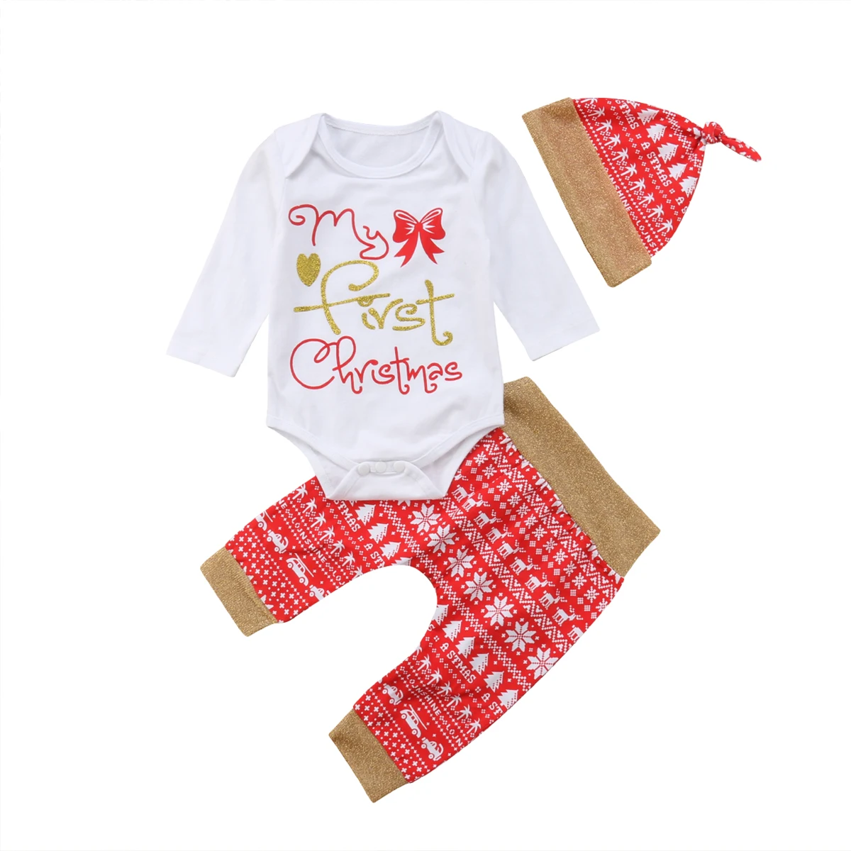 my first christmas pajamas baby girl