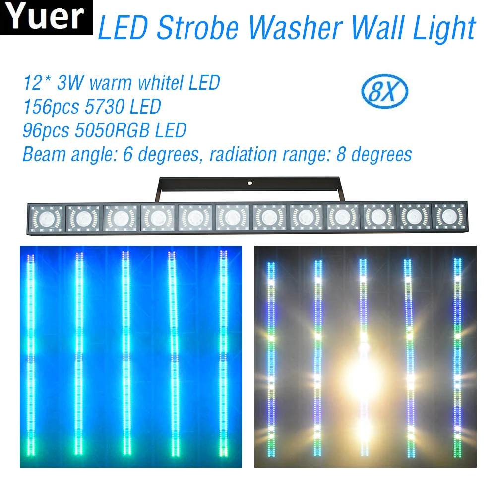 

8Pcs/Lot LED Strobe Washer Wall Light 3IN1 Stroboscope DMX512 DJ Disco Sound Party Flood Lights Stage Strobe Wash Wall Lighting