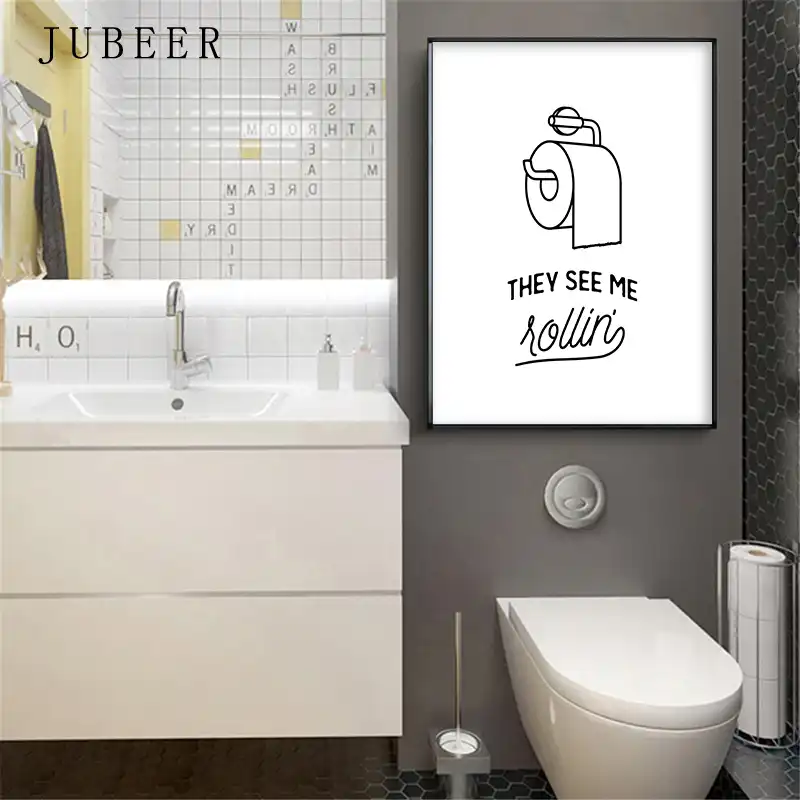 Funny Toilet Poster Bathroom Wall Art Decortive Picture Lavatory Canvas
