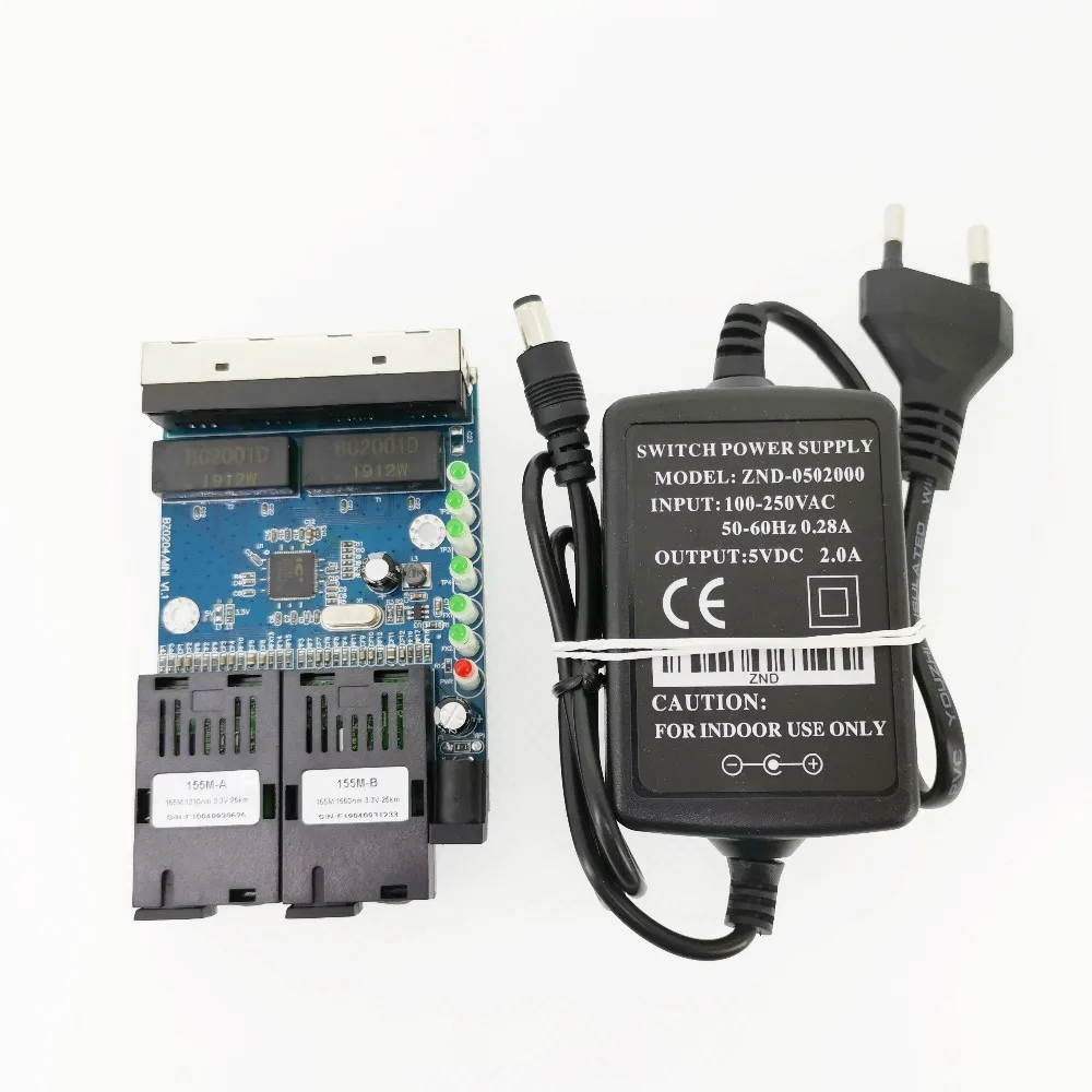2F4E быстро Erhetnet 30 шт. 10/100M Ethernet коммутатор 2 волокна Порты и разъёмы SC 25 км 4 UTP RJ45