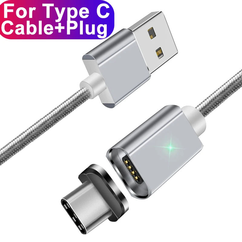 Магнитный usb-кабель Essager для iPhone X 11 Pro Max Xiaomi mi9 9 t, магнитный кабель Micro USB type C для зарядки и передачи данных, зарядное устройство для мобильного телефона - Цвет: Siver Type C Cable