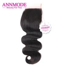 Annmode Lace Closure Brazilian Body Wave Free Part 4*4 Free Shipping Non-remy Human Hair Closure A Piece By Hand