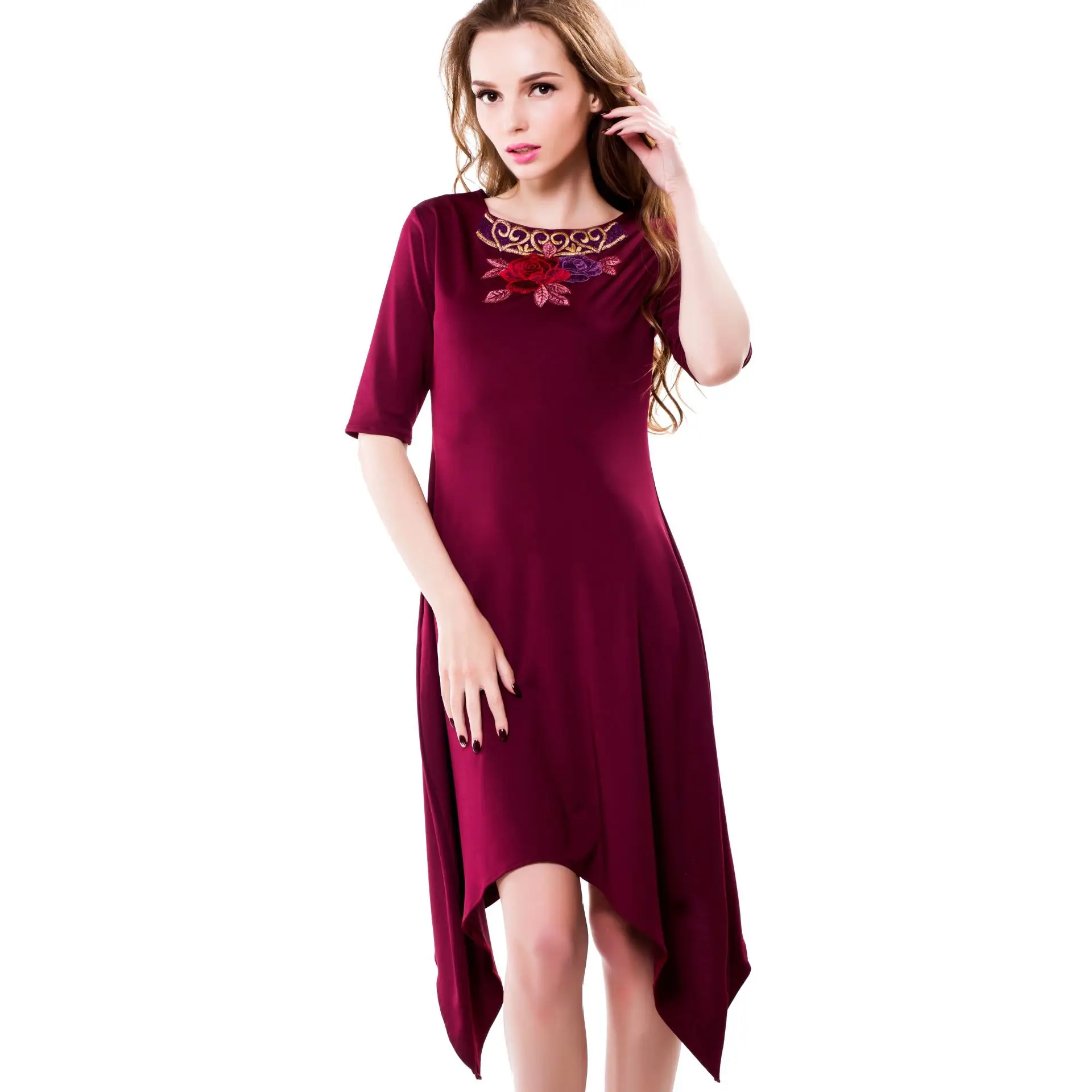 Women's Clothing 2018 Round Neck Collar Loose Irregular