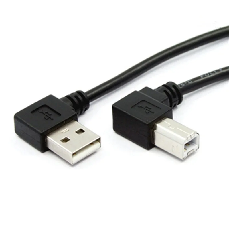 

90 Degree Left Angled USB 2.0 A Male to Right angled B Male Printer Cable for printer scanner hardisk 50cm 100cm