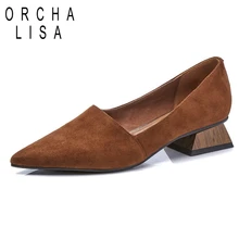 ORCHA LISA/весенние туфли на плоской подошве из натуральной кожи на низком каблуке; женские низкие Туфли-лодочки; черные офисные туфли без застежки; Zapatos