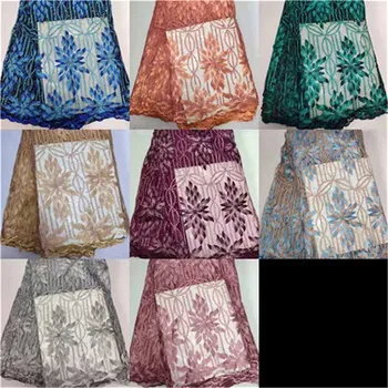

Stones Lace Fabric 2019 green pink High Quality African Evening Dress Fabrics New Nigeria beads Embroidered Mesh Net Lace Fabric