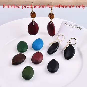 

Min order 30pcs/lot color printing geometry Water drops shape fashion wood beads charms diy jewelry earrings/garment pendants