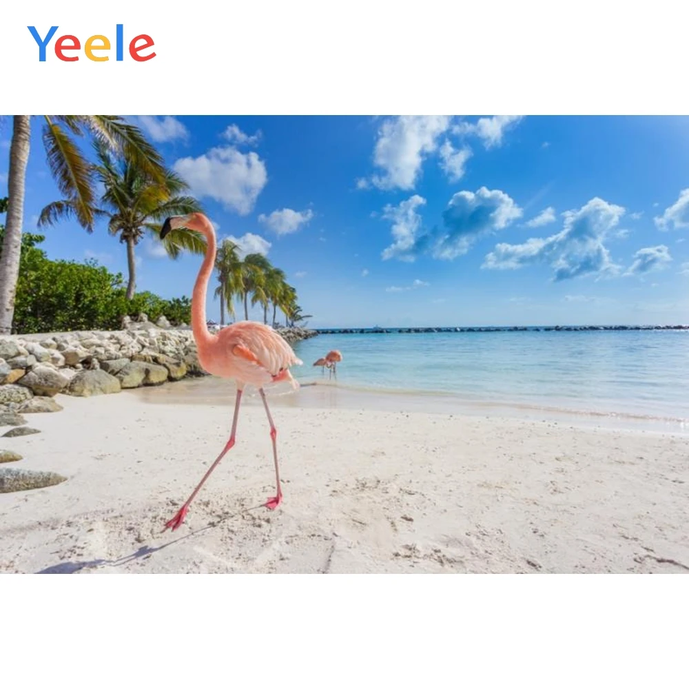 

Yeele Palm Tree Flamingo Beach Cloud Backdrops Vinyl Photocall Photography Background Photographic Backdrop For Photo Studio